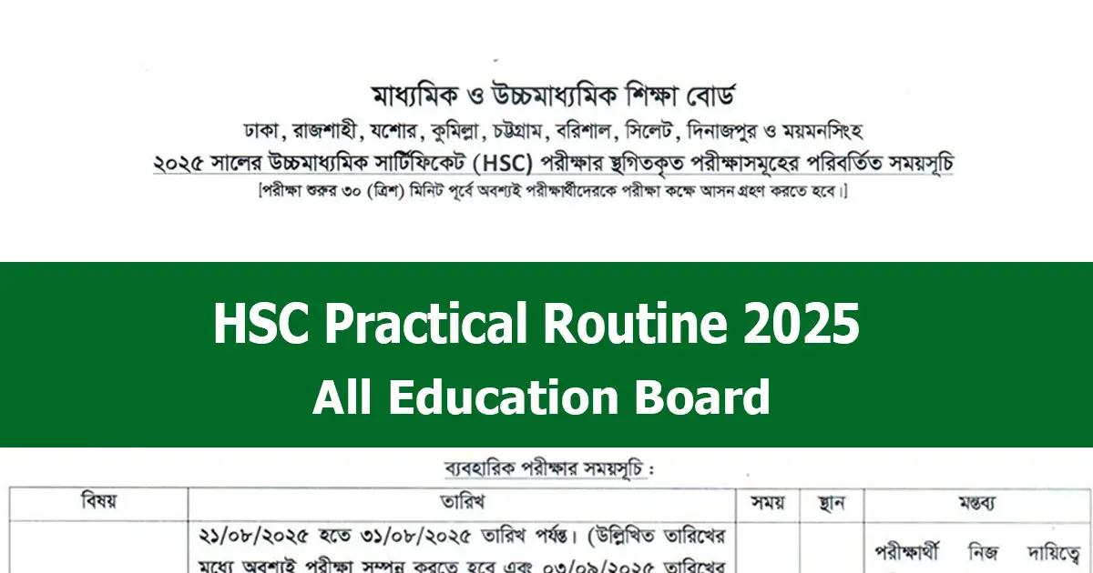 HSC Practical Routine 2025 Published for All Board