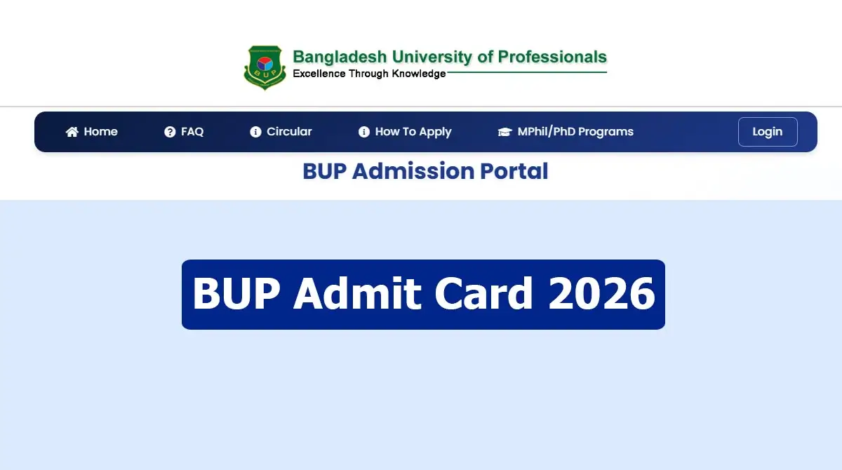 BUP Admit Card 2026: FBS, FASS, FST, FSSS Admit Card, Seat Plan