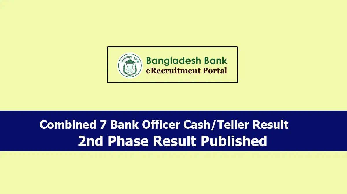 Combined 7 Bank Officer Cash/Teller 2nd Phase Result Published, Check merit list online