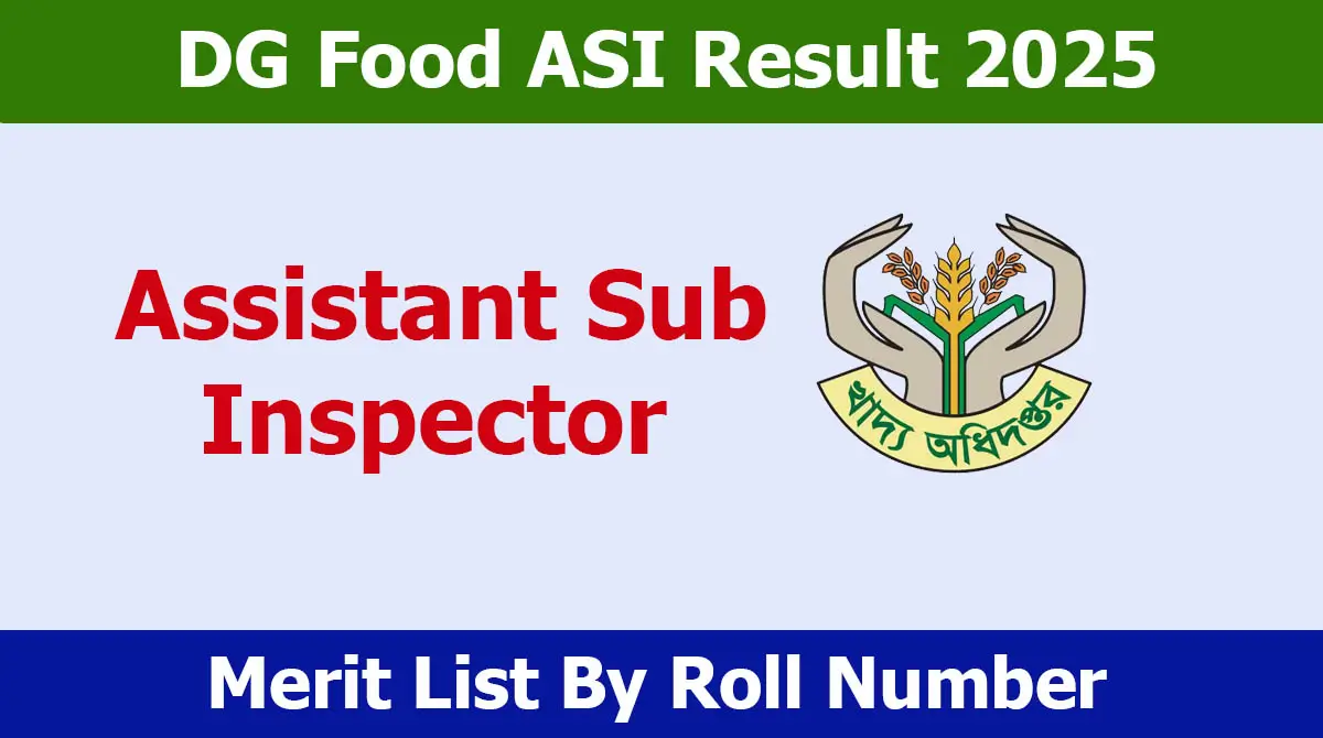 DG Food ASI Result 2025: Merit List By Roll Number