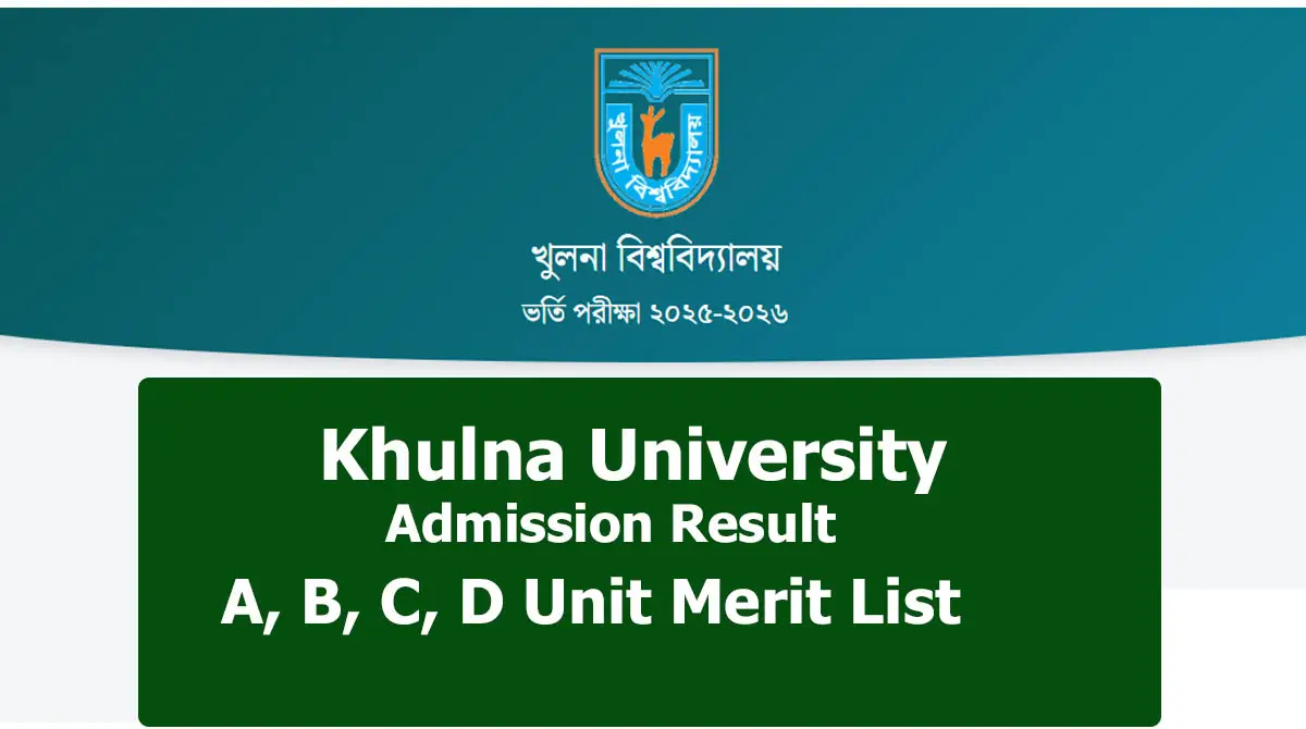 Khulna University Admission Result 2025-2026 Published, Check A, B, C, D Unit Merit List