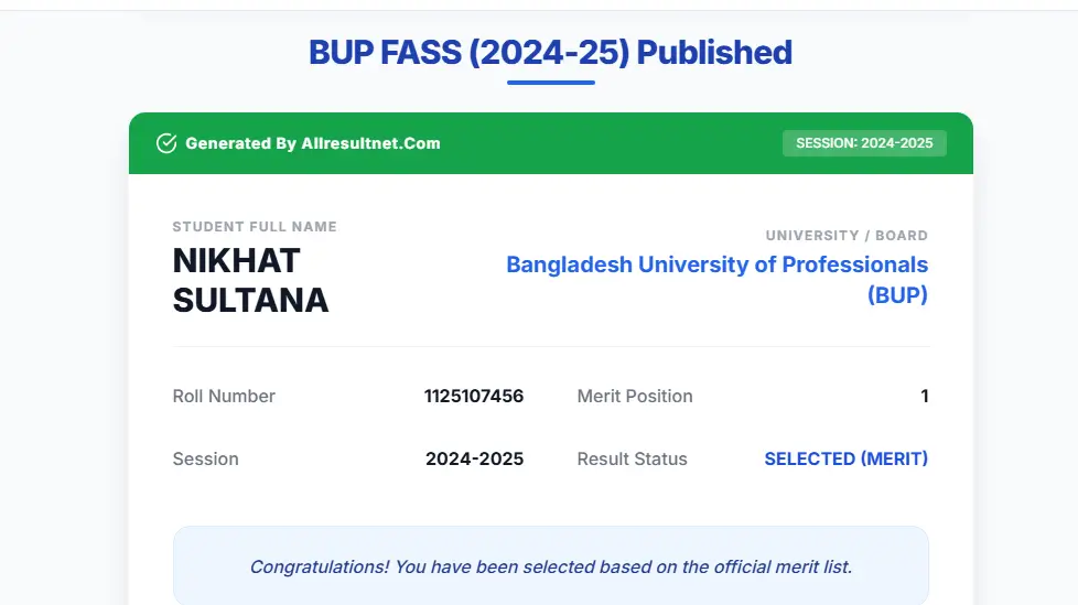 BUP Result Portal